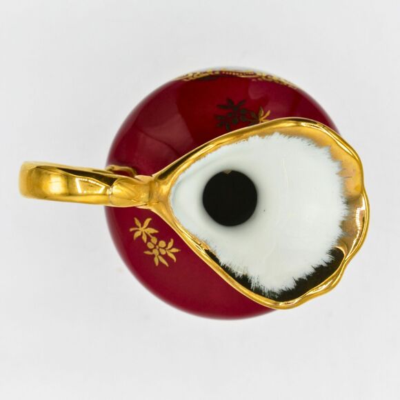 Vintage Limoges Porcelain Vase Ewer Pitcher Red Wine Burgundy Rococo Style Decor - Picture 3 of 7